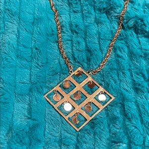 Gold and Silver Geometric Pendant Necklace